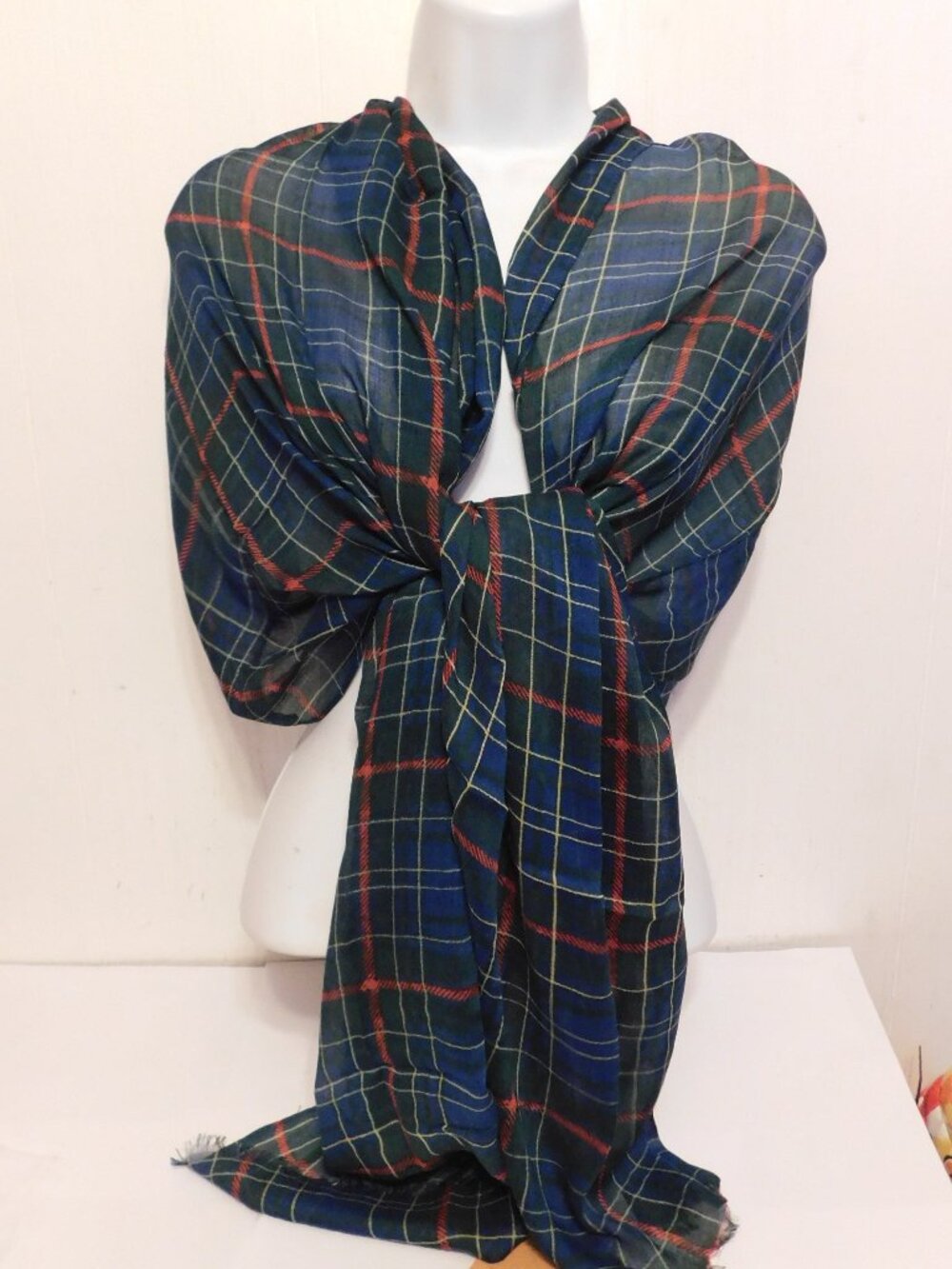 Patricia Nash Blue Green Tartan Plaid Scarf NEW